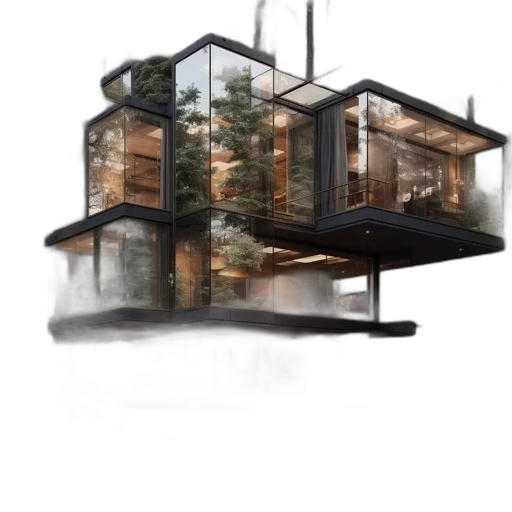 building, concept art, 3d render, photorealistic transparent PNG cut-out