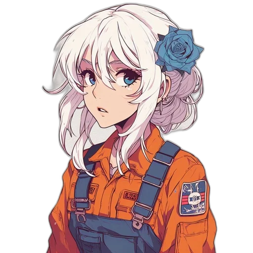 jacket, staff, flower, robot transparent PNG cut-out