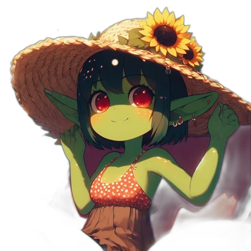 hat, flower, dragon, staff transparent PNG cut-out