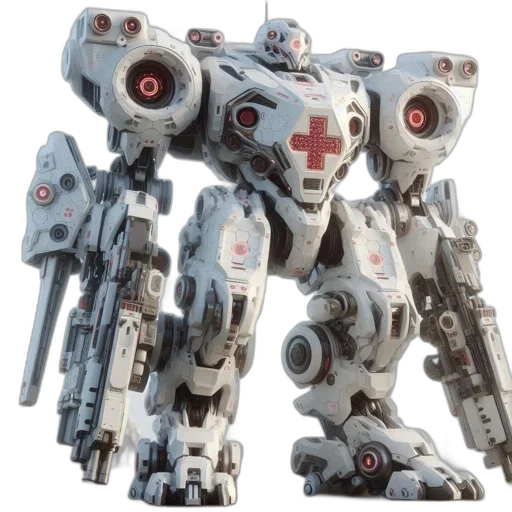 robot, weapon, 3d render, concept art transparent PNG cut-out