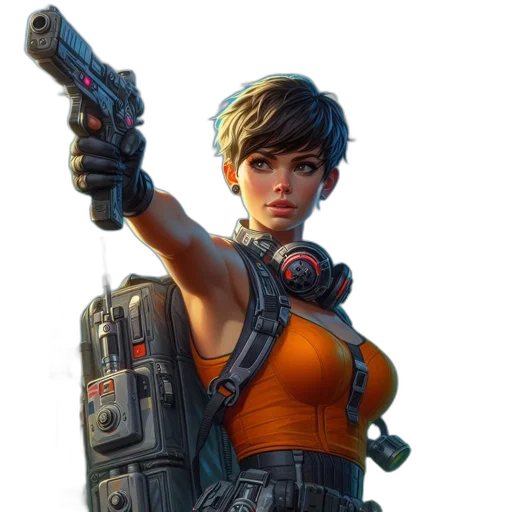 weapon, staff, face, jacket transparent PNG cut-out