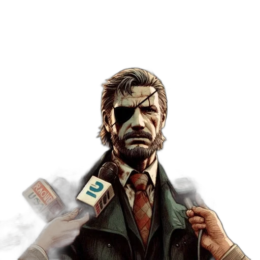jacket, face, staff, weapon transparent PNG cut-out
