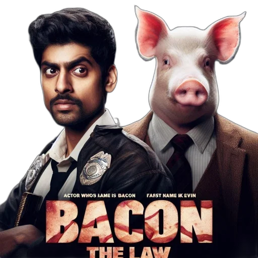 concept art, comic book art, poster, bacon transparent PNG cut-out