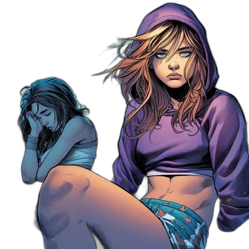 comic book art, concept art, cyberpunk, blue transparent PNG cut-out