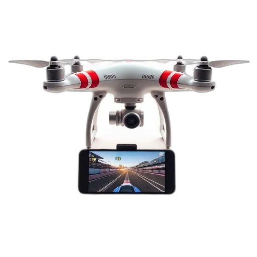 white, drone, red, accents transparent PNG cut-out
