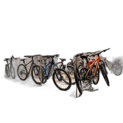 display, space, bicycles, hanging transparent PNG cut-out