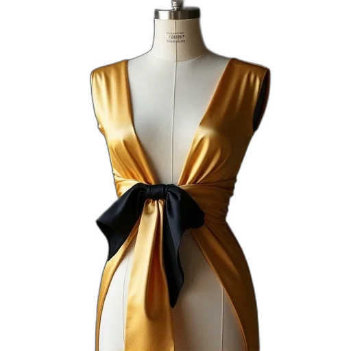 dress, jewelry, 3d render, golden transparent PNG cut-out