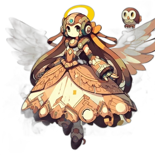 dress, staff, weapon, creature transparent PNG cut-out