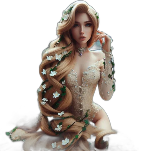 dress, jewelry, crown, fantasy art transparent PNG cut-out