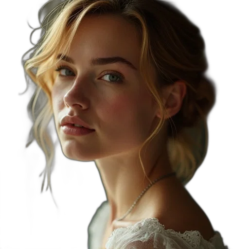 face, dress, crown, hair transparent PNG cut-out