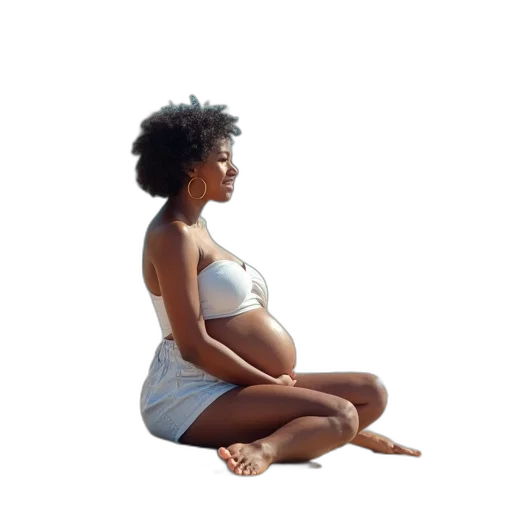 pregnant, woman, sits, beach transparent PNG cut-out