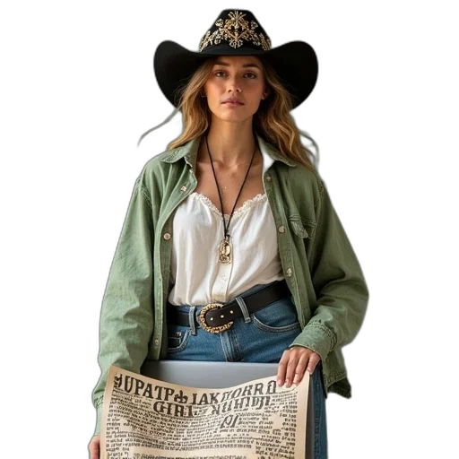 jacket, hat, weapon, cowboy transparent PNG cut-out