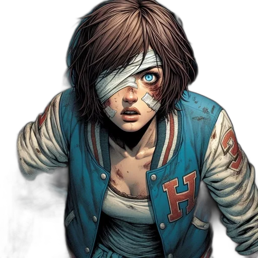 jacket, face, comic book art, concept art transparent PNG cut-out