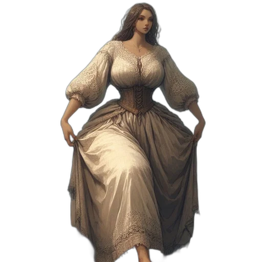 dress, jewelry, staff, concept art transparent PNG cut-out