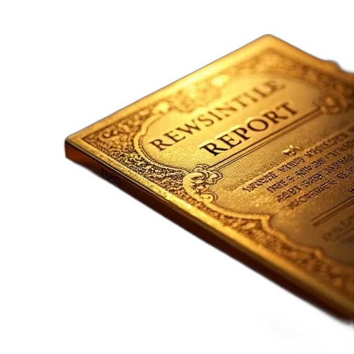 3d render, golden, cover, report transparent PNG cut-out