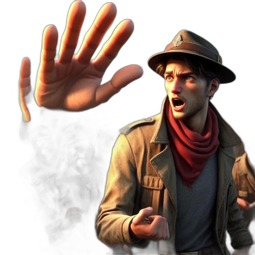 hat, jacket, weapon, face transparent PNG cut-out