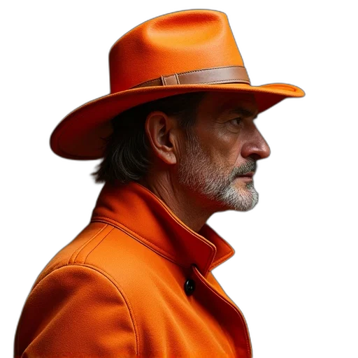 hat, jacket, face, photorealistic transparent PNG cut-out