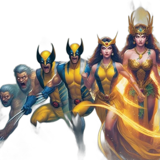 comic book art, concept art, fantasy art, golden transparent PNG cut-out