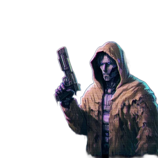 jacket, weapon, staff, concept art transparent PNG cut-out