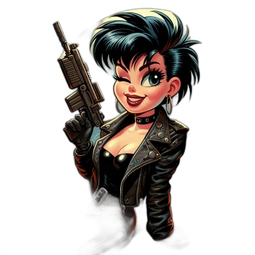 weapon, jacket, comic book art, cartoon transparent PNG cut-out