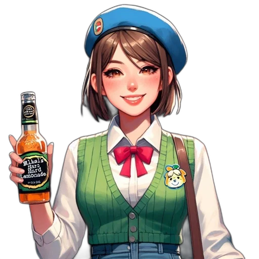 bottle, staff, dress, jacket transparent PNG cut-out