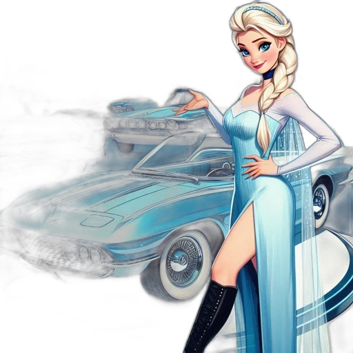 dress, car, concept art, fantasy art transparent PNG cut-out
