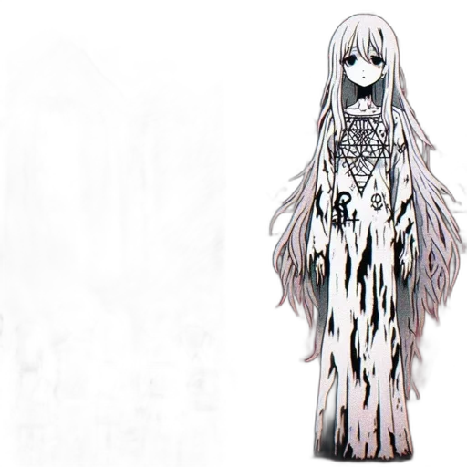 dress, hair, creature, concept art transparent PNG cut-out