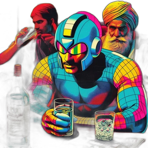 bottle, comic book art, concept art, pixel art transparent PNG cut-out