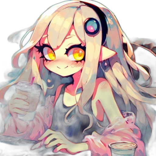 creature, mask, hair, staff transparent PNG cut-out