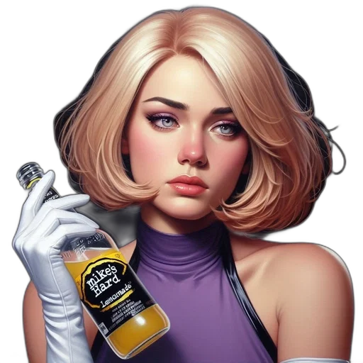bottle, jacket, face, hair transparent PNG cut-out