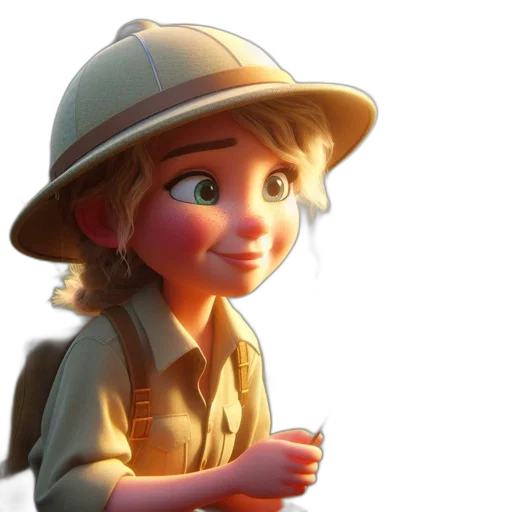 hat, staff, face, 3d render transparent PNG cut-out