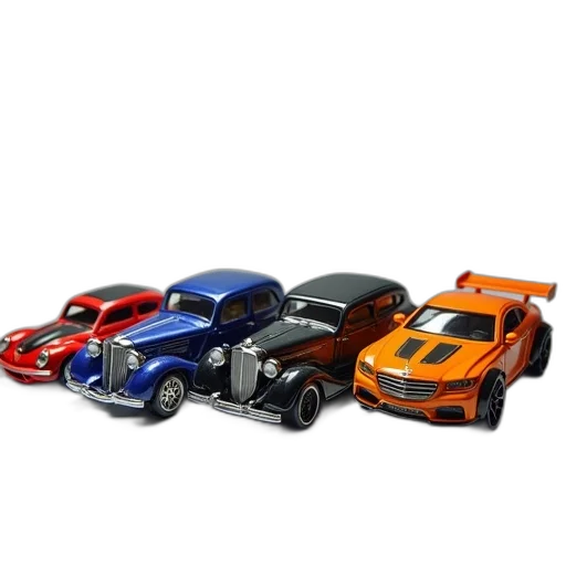 car, 3d render, group, five transparent PNG cut-out