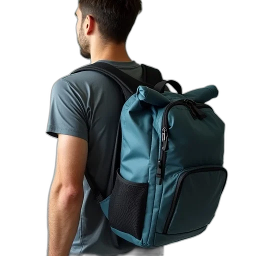 jacket, 3d render, green, backpack transparent PNG cut-out