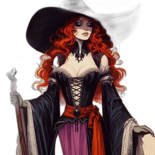dress, staff, fantasy art, concept art transparent PNG cut-out