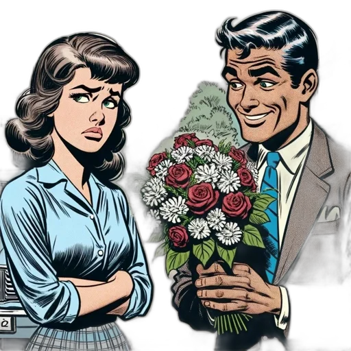flower, dress, comic book art, cartoon transparent PNG cut-out