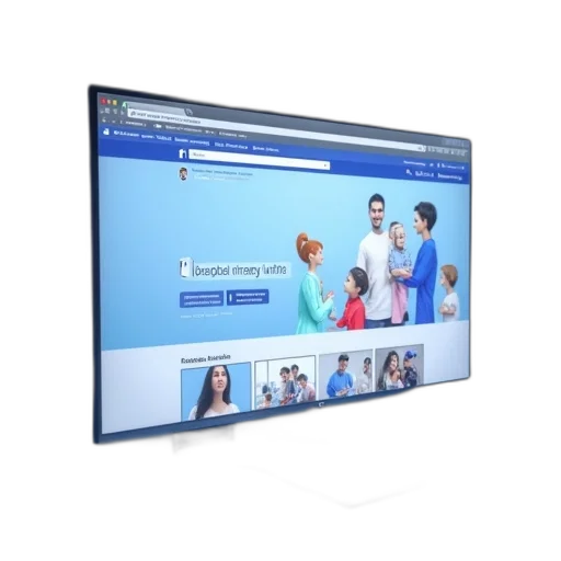 3d render, facebook, homepage, displayed transparent PNG cut-out