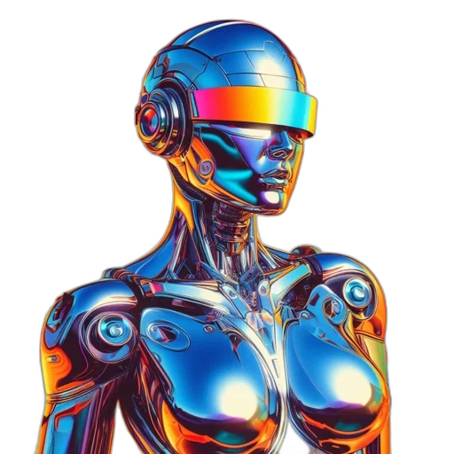 robot, face, dress, cyberpunk transparent PNG cut-out