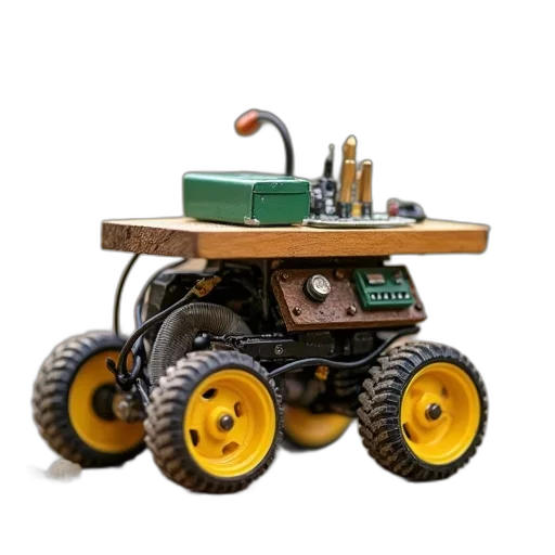 robot, car, 3d render, small transparent PNG cut-out