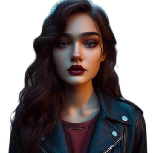 jacket, face, jewelry, hair transparent PNG cut-out