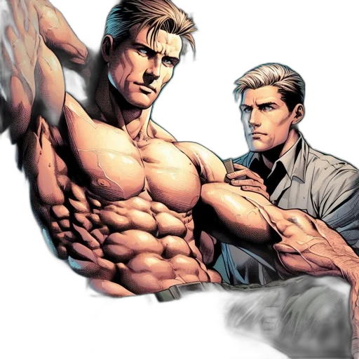 comic book art, concept art, cartoon, two transparent PNG cut-out