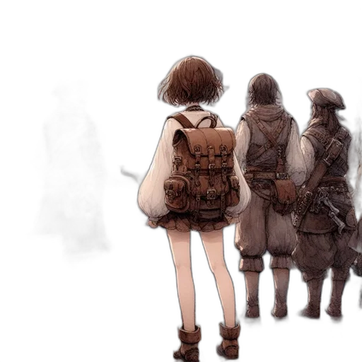 jacket, dress, weapon, staff transparent PNG cut-out