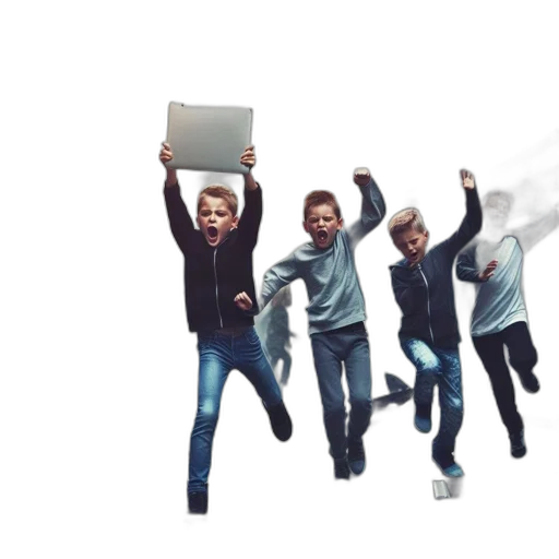 3d render, children, run, exuberantly transparent PNG cut-out
