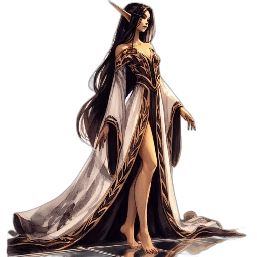 dress, fantasy art, concept art, comic book art transparent PNG cut-out