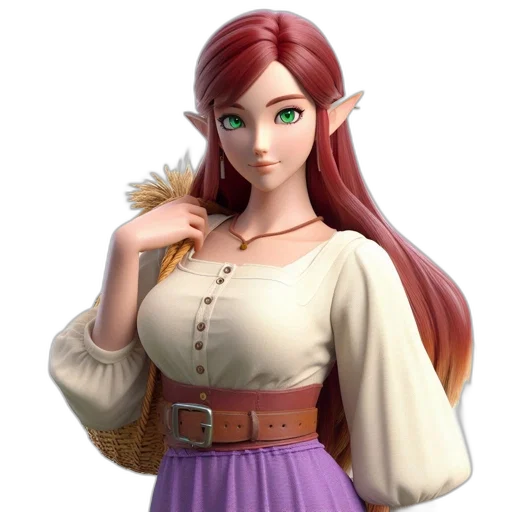 staff, dress, 3d render, fantasy art transparent PNG cut-out