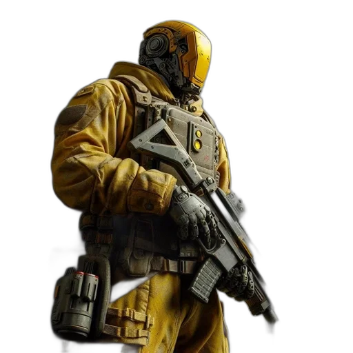 jacket, robot, weapon, staff transparent PNG cut-out