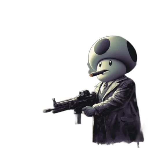 robot, weapon, staff, jacket transparent PNG cut-out