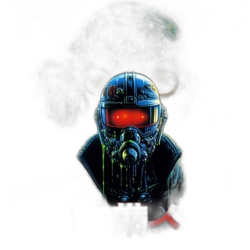 robot, mask, jacket, pixel art transparent PNG cut-out