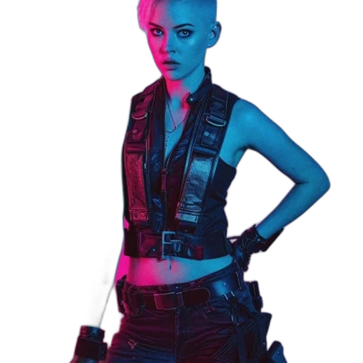 jacket, robot, weapon, cyberpunk transparent PNG cut-out