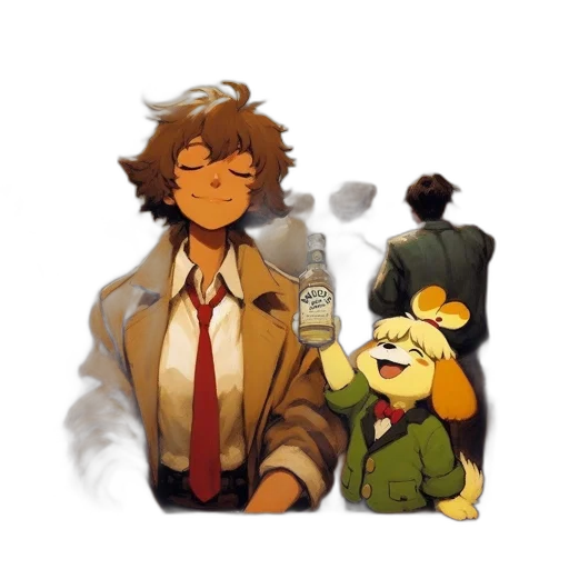 jacket, staff, mask, creature transparent PNG cut-out