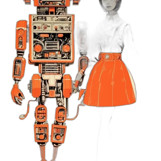 robot, dress, jacket, cyberpunk transparent PNG cut-out